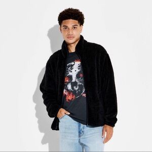 NWT Original Use full zip Sherpa jacket mens large Black mock collar pockets